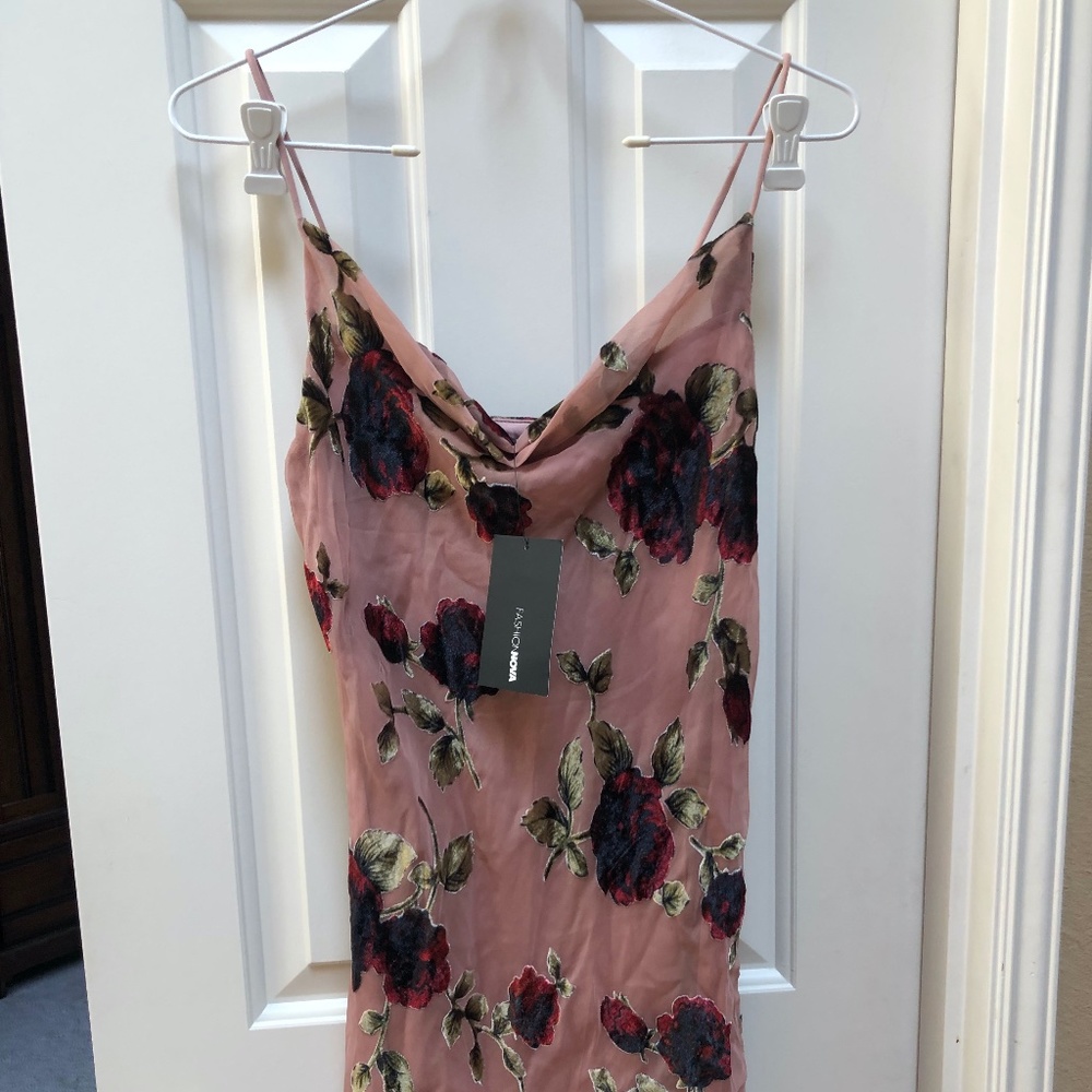 NWT Fashion Nova pink floral strappy mini dress